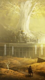 Majestic Golden Erdtree Capital Elden Ring Fantasy Landscape Mobile Wallpaper
