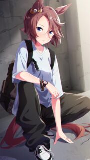 Anime Girl with Animal Ears Urban Casual Style High Quality Mobile Wallpaper