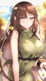 Beautiful Anime Girl Reading in Autumn Ginkgo Forest Wallpaper