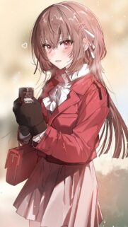 Anime Girl Holding Hot Cocoa Aesthetic Mobile Wallpaper High Resolution