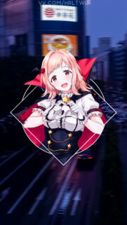 Cute Anime Vampire Girl Making Heart Gesture Phone Wallpaper