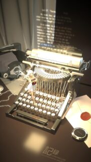 Anime Girl on Vintage Typewriter Aesthetic 4K Mobile Wallpaper