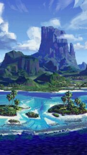 Breathtaking Tropical Island Paradise Digital Art Wallpaper for Mobile