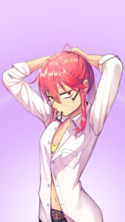 Cute Anime Girl with Pink Hair and Glasses Mobile Wallpaper