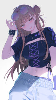 Cute Anime Girl with Stylish Glasses and Corset Top Aesthetic Mobile Wallpaper