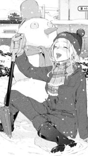 Anime Girl Playing in Snow with Snowman High Quality Wallpaper