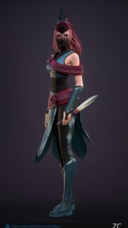 Stunning 3D Fantasy Assassin Girl with Dagger Warrior Wallpaper