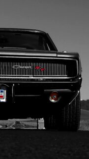 Classic Black Dodge Charger RT Front Grille High Definition Mobile Wallpaper