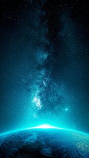 Stunning Blue Galaxy Milky Way Over Earth Horizon Mobile Wallpaper