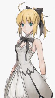 Beautiful Saber Fate Series Anime Girl in Elegant White Dress Wallpaper