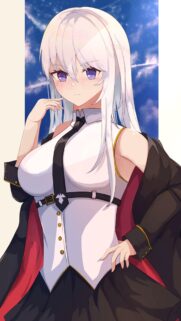 Stunning Anime Girl with Silver Hair in Professional Uniform Wallpaper