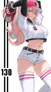 Anime Girl Baseball Player in Pink and White Sportswear 4K Mobile Wallpaper