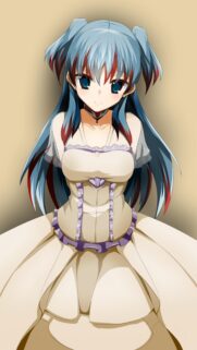 Beautiful Anime Girl with Blue Twin Tails in Elegant White Dress Wallpaper
