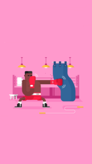 Minimalist Boxer Training Flat Illustration Mobile Wallpaper