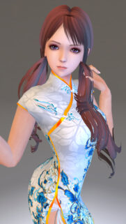 Beautiful Anime Girl in Traditional Chinese Cheongsam Qipao Dress Wallpaper