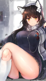 Cute Anime Cat Girl Listening to Music Wallpaper for Mobile
