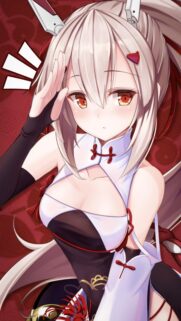 Stunning Anime Girl with Silver Hair and Red Eyes Wallpaper for Mobile