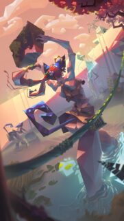 Abstract Geometric Fantasy Warrior Girl Wallpaper for Mobile Screens