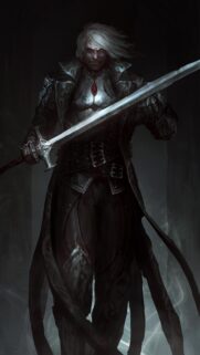 Dark Fantasy Vampire Knight With Silver Sword Mobile Wallpaper
