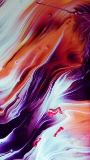Stunning Abstract Fluid Art Wallpaper with Vibrant Purple and Orange Swirls