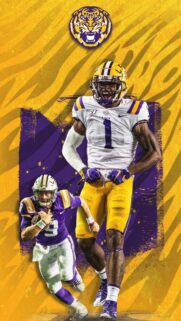 LSU Tigers Football Players Wallpaper with JaMarr Chase and Joe Burrow