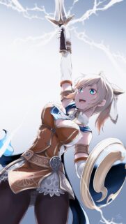 Anime Warrior Girl Summoning Lightning Sword High Quality Mobile Wallpaper