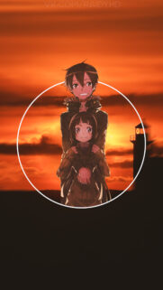 Anime Couple Sunset Silhouette High Quality Mobile Wallpaper