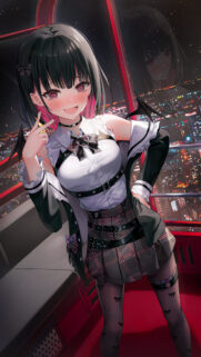Cute Anime Demon Girl in Ferris Wheel Wallpaper for Mobile