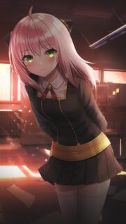 Anya Forger Spy x Family Aesthetic Mobile Wallpaper in Warm Golden Light