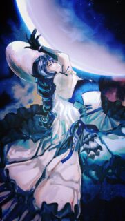 Anime Girl Reaching for the Celestial Moon Mobile Wallpaper