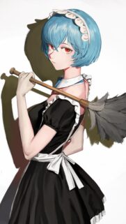 Anime Girl Rei Ayanami Maid Aesthetic Wallpaper for Mobile