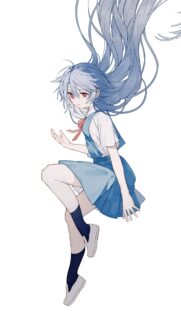 Anime Girl with Long Blue Hair Floating Wallpaper for Mobile