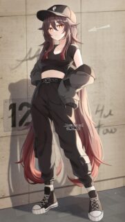 Hu Tao Streetwear Style Anime Girl Wallpaper 4K High Quality