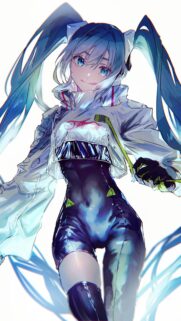 Racing Miku Anime Girl High Quality Mobile Wallpaper