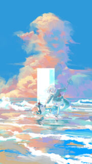 Gawr Gura and Bloop Beach Adventure Aesthetic Wallpaper for Mobile
