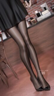 Elegant Woman in Black Skirt and Sheer Tights Aesthetic Phone Wallpaper