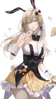 Beautiful Anime Bunny Girl in Elegant Victorian Style Outfit Wallpaper