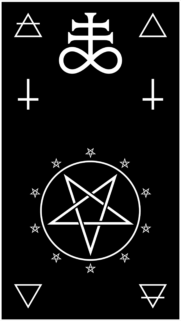 Minimalist Occult Symbolism Wallpaper with Leviathan Cross and Pentagram