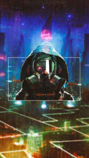Cyberpunk Gas Mask Character Digital Art Mobile Wallpaper