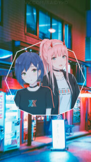 Zero Two and Ichigo Darling in the Franxx Aesthetic Mobile Wallpaper