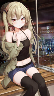 Cute Anime Girl with Blonde Twin Tails by City Night Lights Wallpaper