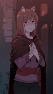 Sad Anime Wolf Girl Holo Crying Wallpaper for Mobile Screen