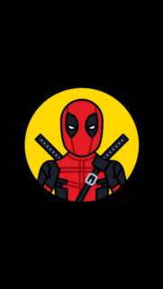 Minimalist Deadpool Marvel Superhero Vector Portrait Mobile Wallpaper