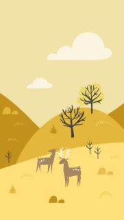 Minimalist Deer in Golden Autumn Landscape Aesthetic Mobile Wallpaper