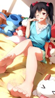 Cute Anime Girl with Plushies High Resolution Mobile Wallpaper