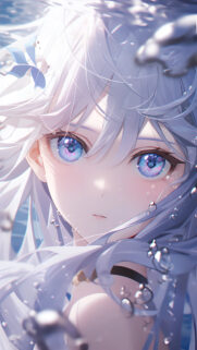 Stunning Anime Girl Underwater Dreamy Blue Eyes High Quality Mobile Wallpaper