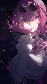 Stunning Anime Girl with Pink Hair and Stylish Sunglasses Mobile Wallpaper