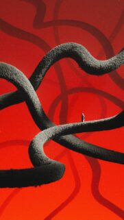 Surreal Man on Winding Path Abstract Art Mobile Wallpaper
