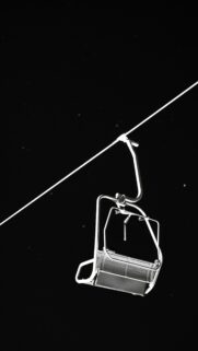 Minimalist Black and White Ski Lift Chair Night Sky Mobile Wallpaper