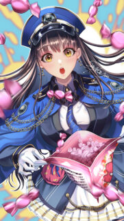 Anime Girl in ARK Military Uniform Holding Candy Wallpaper
